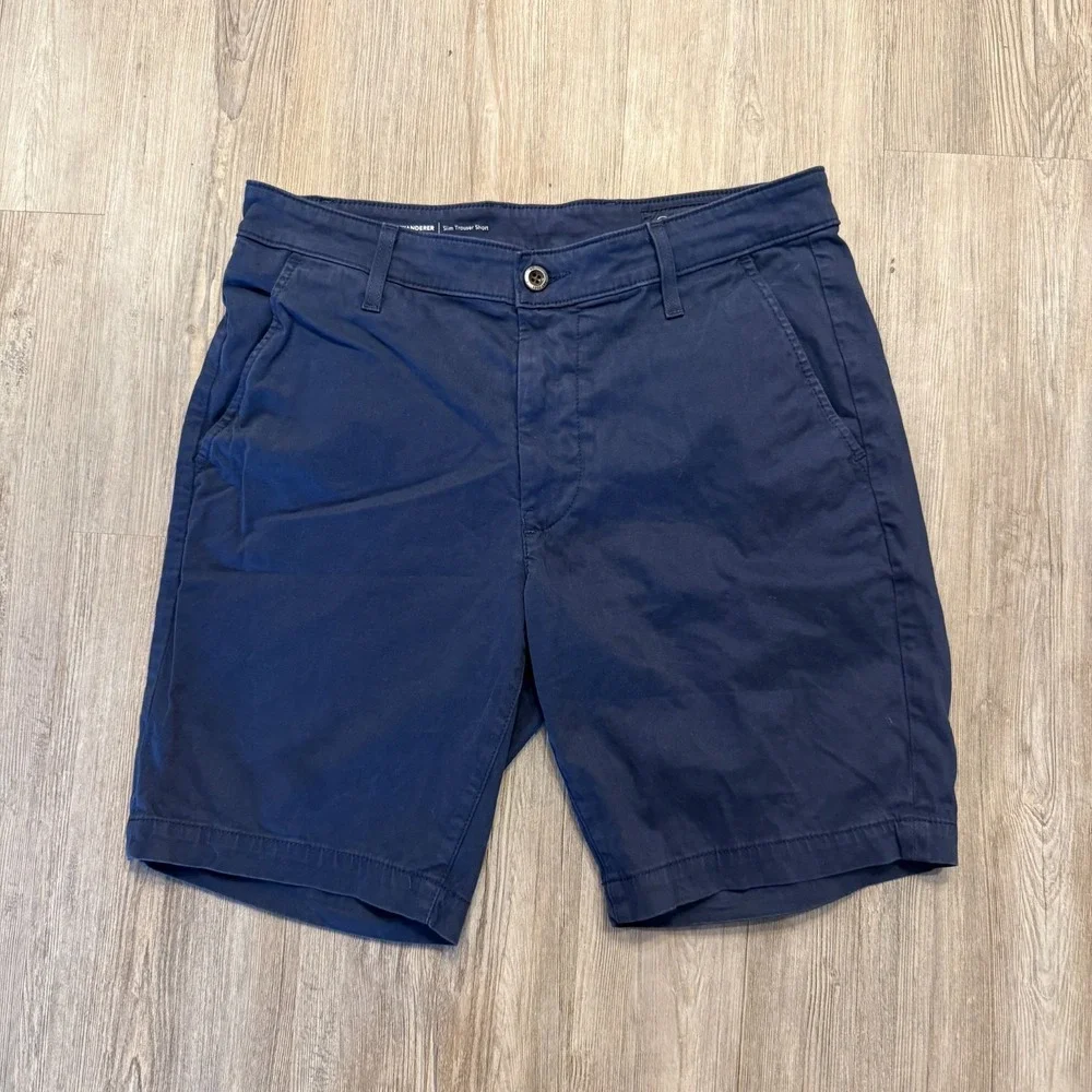 AG Adriano Goldshmied Mens 31 Wanderer Slim Trouser Short Navy